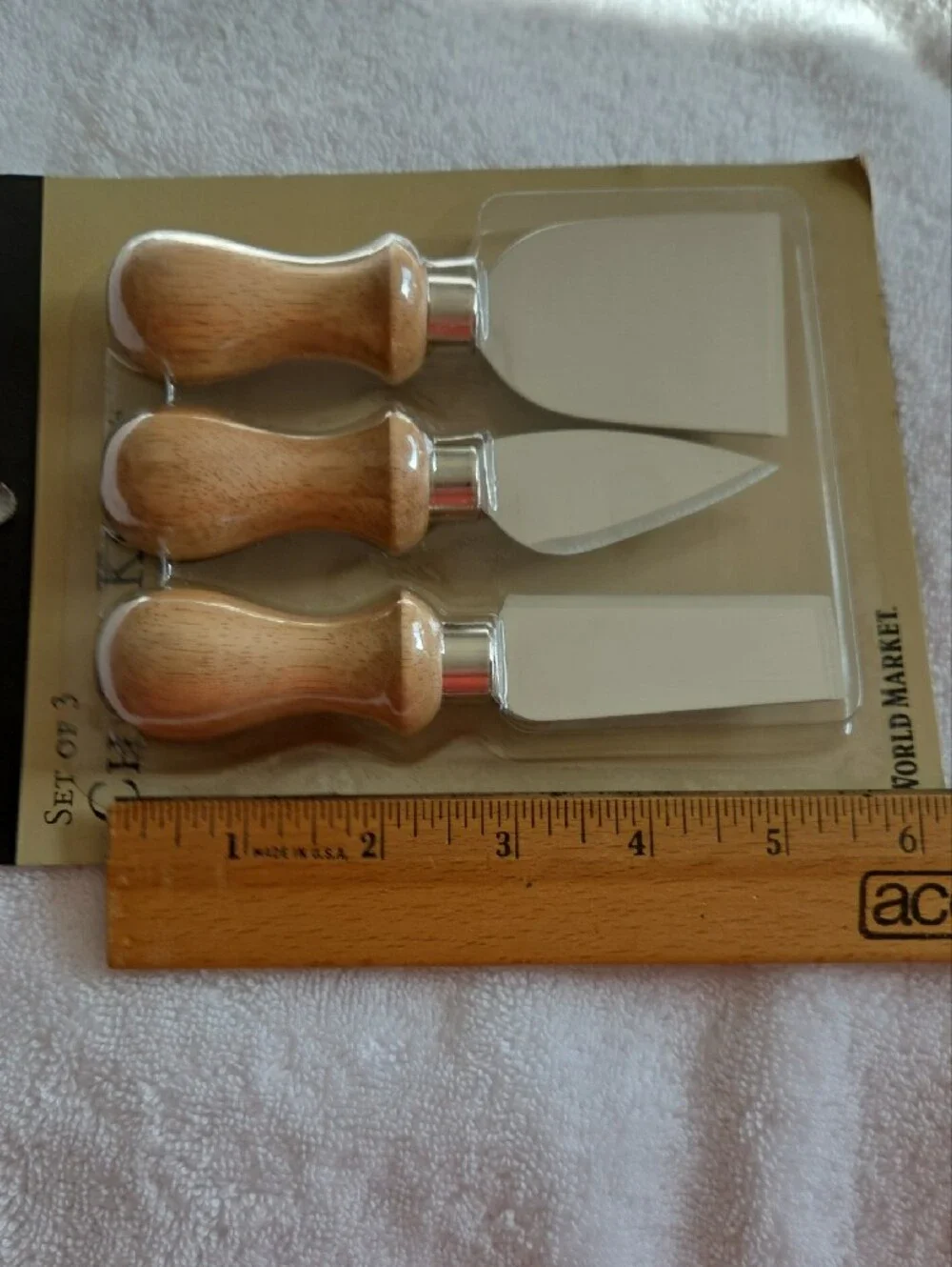 Cost Plus World Market Wood-Handled 3-Piece Cheese Knife Set - Natural Brown